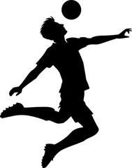 Men's soccer player heading the ball vector illustration