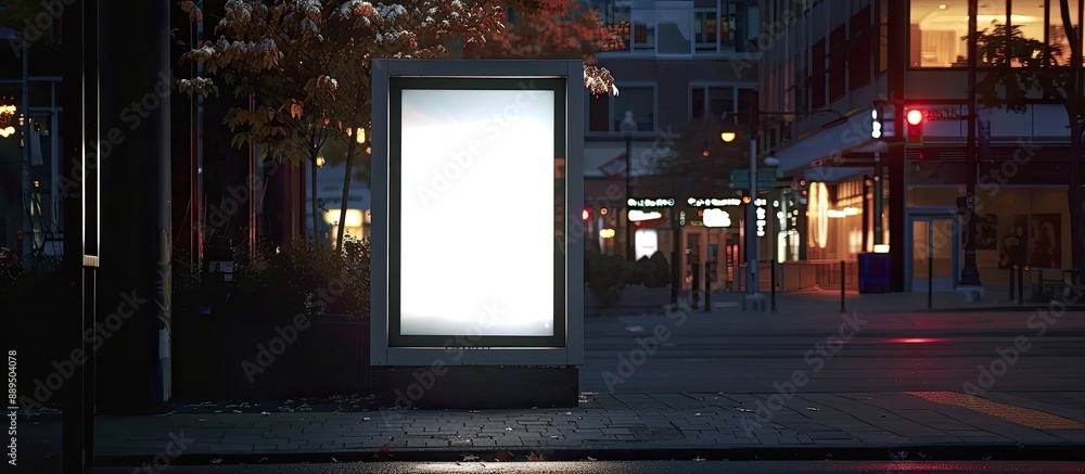 Poster light box for advertisements positioned at the side of the street with copy space image available.