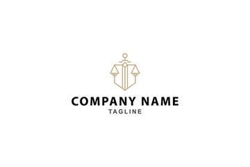 law firm scales logo with sword combination in line art design style