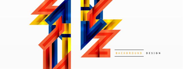 Line zig zag dynamic geometric abstract background. Colorful lines with shadow and light effects, various routes concept. Vector Illustration For Wallpaper, Banner, Background, Card