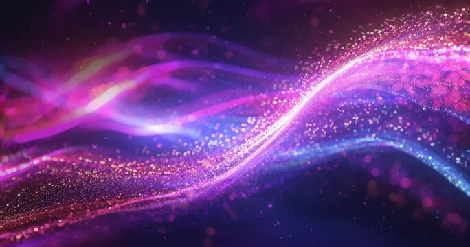 Abstract fluid effect Neon lines geometric particles Loop background Data flow, Optical fiber Explosion particles, motion effect, Generative, ai