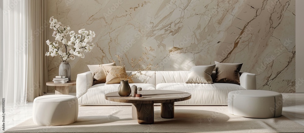 Poster living room table with elegant design perfect for background in a copy space image.