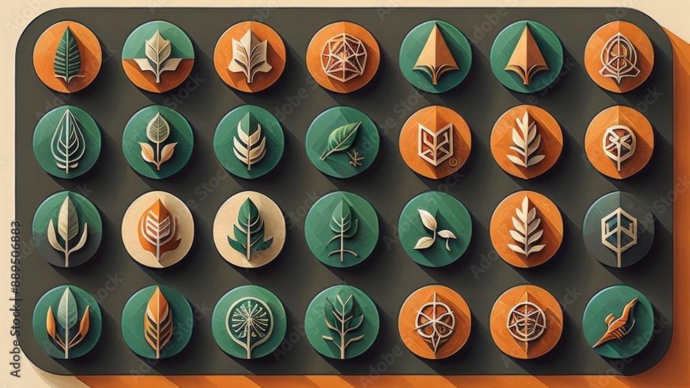 Poster set of numbers and symbols