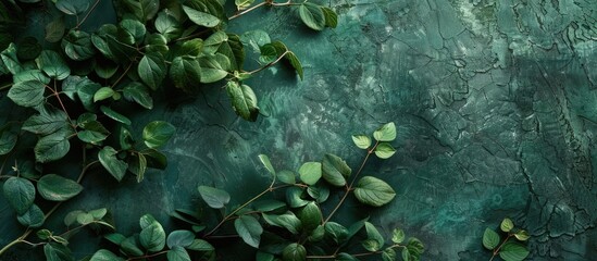 The verdant foliage of the borscht plant, set against a green backdrop on a textured sheet, features a toxic nature in the realm of botany. A copy space image.