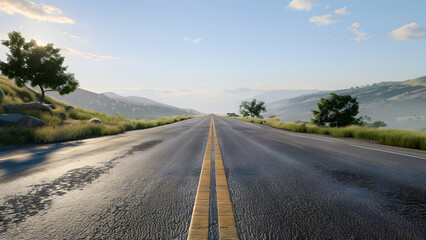 Fototapeta premium realistic high-resolution photo of road, with detailed background