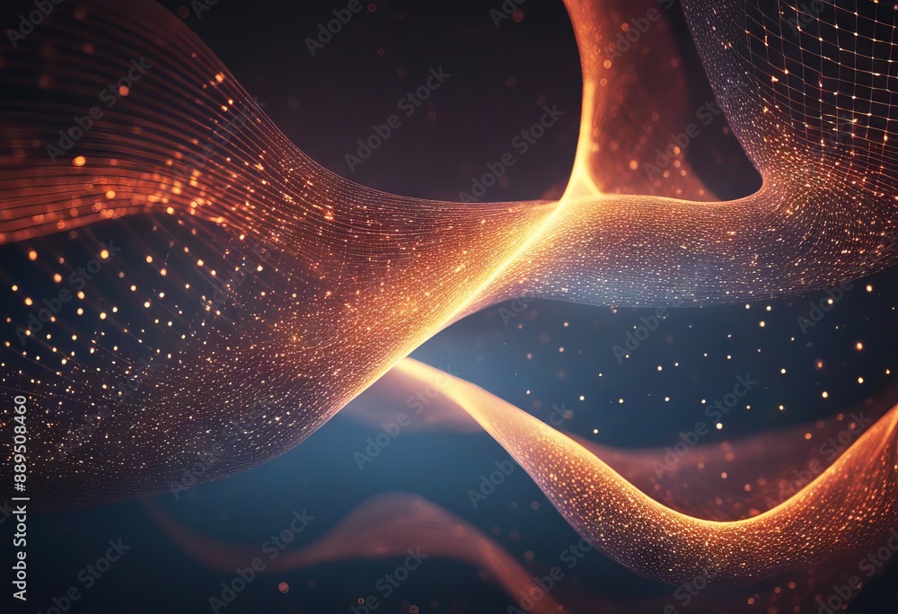 Poster points wave digital futuristic dynamic background glowing background technology