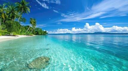 Fototapeta premium Beautiful view of a tropical beach with clear blue waters