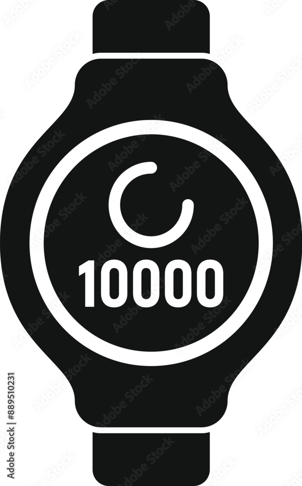 Poster smart watch showing 10000 steps icon in simple style isolated on white background