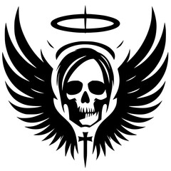 Winged skull silhouette