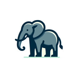 flat vector logo of an elephant.