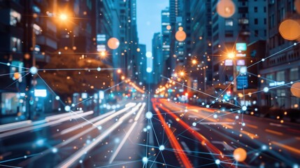 Fototapeta premium Cityscape with Network Connections