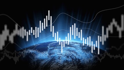 Image of infographic interface and globe space.