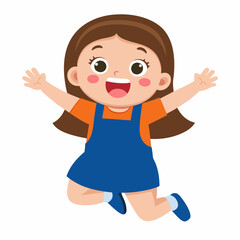 Obraz premium cute girl jump vector illustration