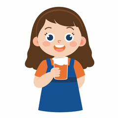 happy cute little kid girl drink milk