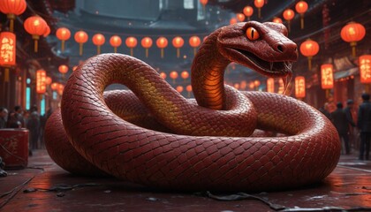 chinese new year snake and lanterns