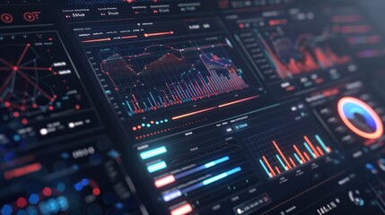 Obraz premium Intelligence and business analytics with key performance indicators, Professional key performance indicator metrics dashboard for sales and business results evaluation. Generative AI.