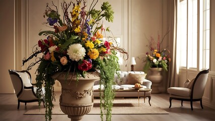 Vase plant decoration interior of room