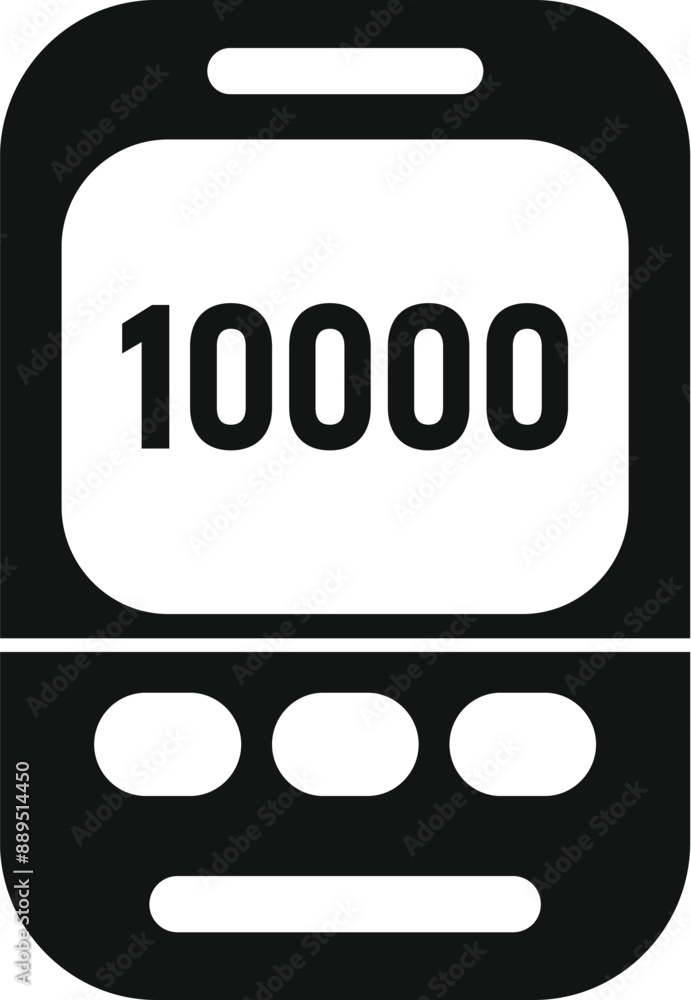 Poster electronic counter showing ten thousand number icon in simple style on a white background
