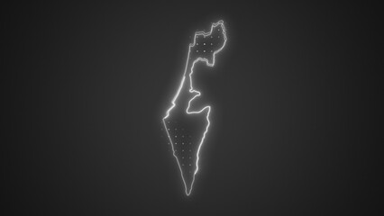 Neon White Israel Map Borders Outline Background Wallpaper