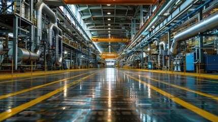Obraz premium A smart factory utilizing the Internet of Things (IoT) to monitor and optimize energy use, contributing to sustainable production.