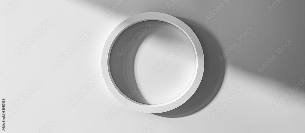Poster oval frame on white background creating a shadow with copy space image.