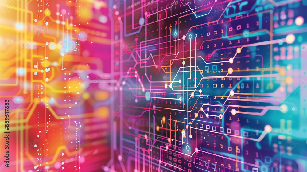 Poster a colorful depiction of big data technology integrated with neural network patterns, showcasing the 