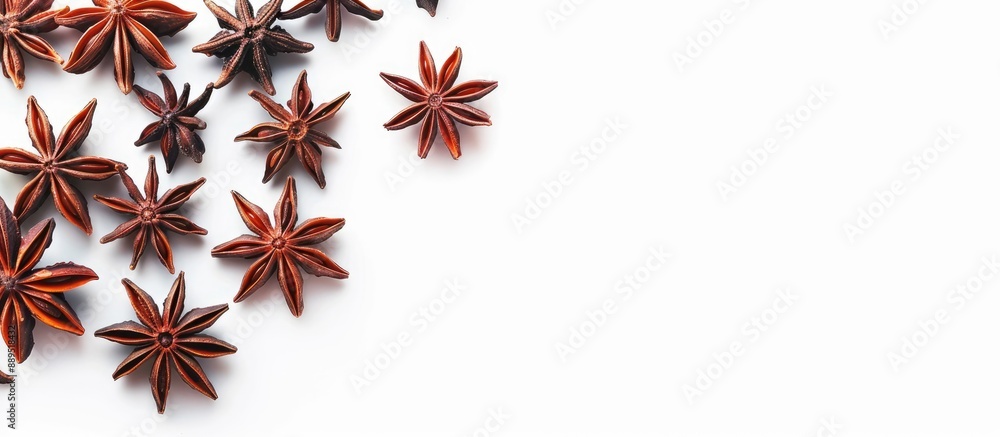 Aufkleber star anise resting on a clear white background with ample copy space image.