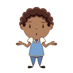 Confused schoolboy shrugging shoulders