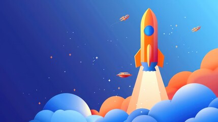 Rocket Launch into a Starry Sky