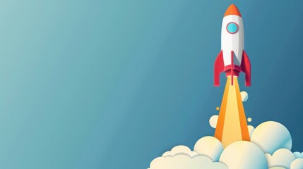 Papercraft Rocket Launch with Yellow Fire