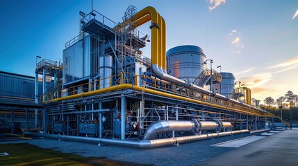 Fototapeta premium A manufacturing plant utilizing geothermal energy for heating and cooling, showcasing innovative approaches to sustainability.