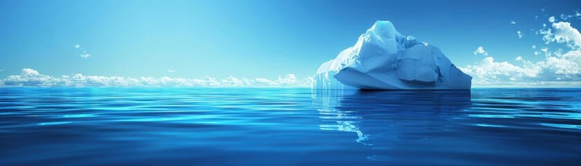 Obraz premium A large ice block is floating in the ocean. The water is blue and the sky is clear