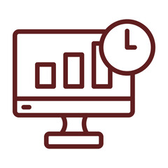Investment Timing Vector Line Maroon Icon Design