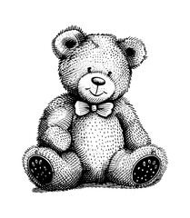 Obraz premium teddy bear doll engraving black and white outline