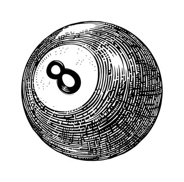 recommend clip art: billiard ball engraving black and white outline