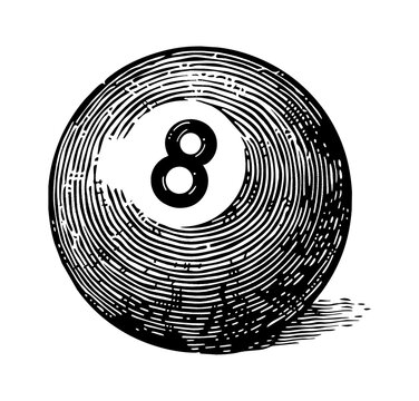 recommend clip art: billiard ball engraving black and white outline