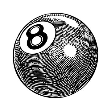 recommend clip art: billiard ball engraving black and white outline