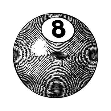 recommend clip art: billiard ball engraving black and white outline