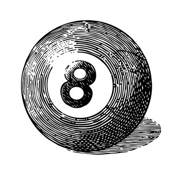 recommend clip art: billiard ball engraving black and white outline