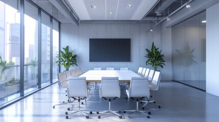 Fototapeta premium Modern meeting room with a large conference table