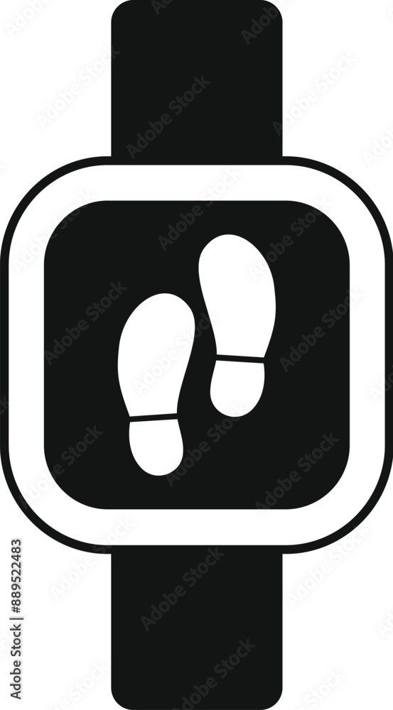 Aufkleber smartwatch showing footprints icon in simple style on a white background