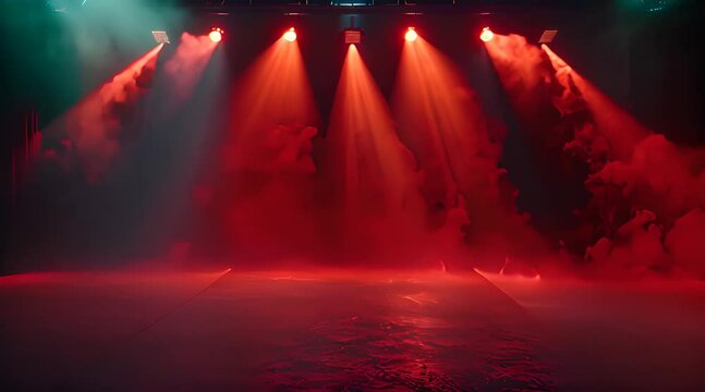 stage with smoke and lights shining