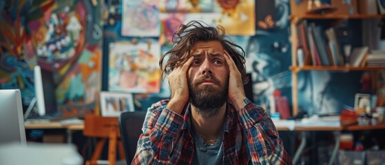 Overcoming Creative Block: Portrait of an Artist Seeking Inspiration and Motivation