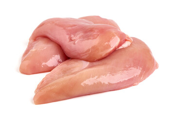 Raw chicken breast, isolated on white background.