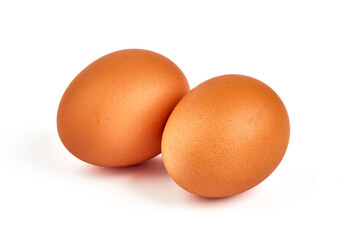 Chicken eggs, isolated on white background.