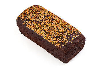 Rye bread with seeds, isolated on white background.