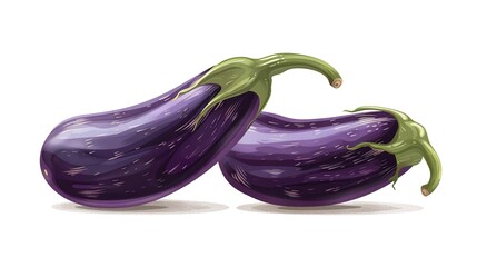 two eggplants isolated on white background