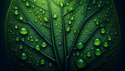 Fototapeta premium green leaf with water drops