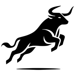 Silhouette of a bull jumping