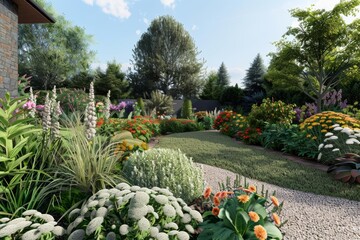 Photo realistic landscape architect creating garden designs with digital landscaping tools, Landscape Architect, Modern Garden Planning